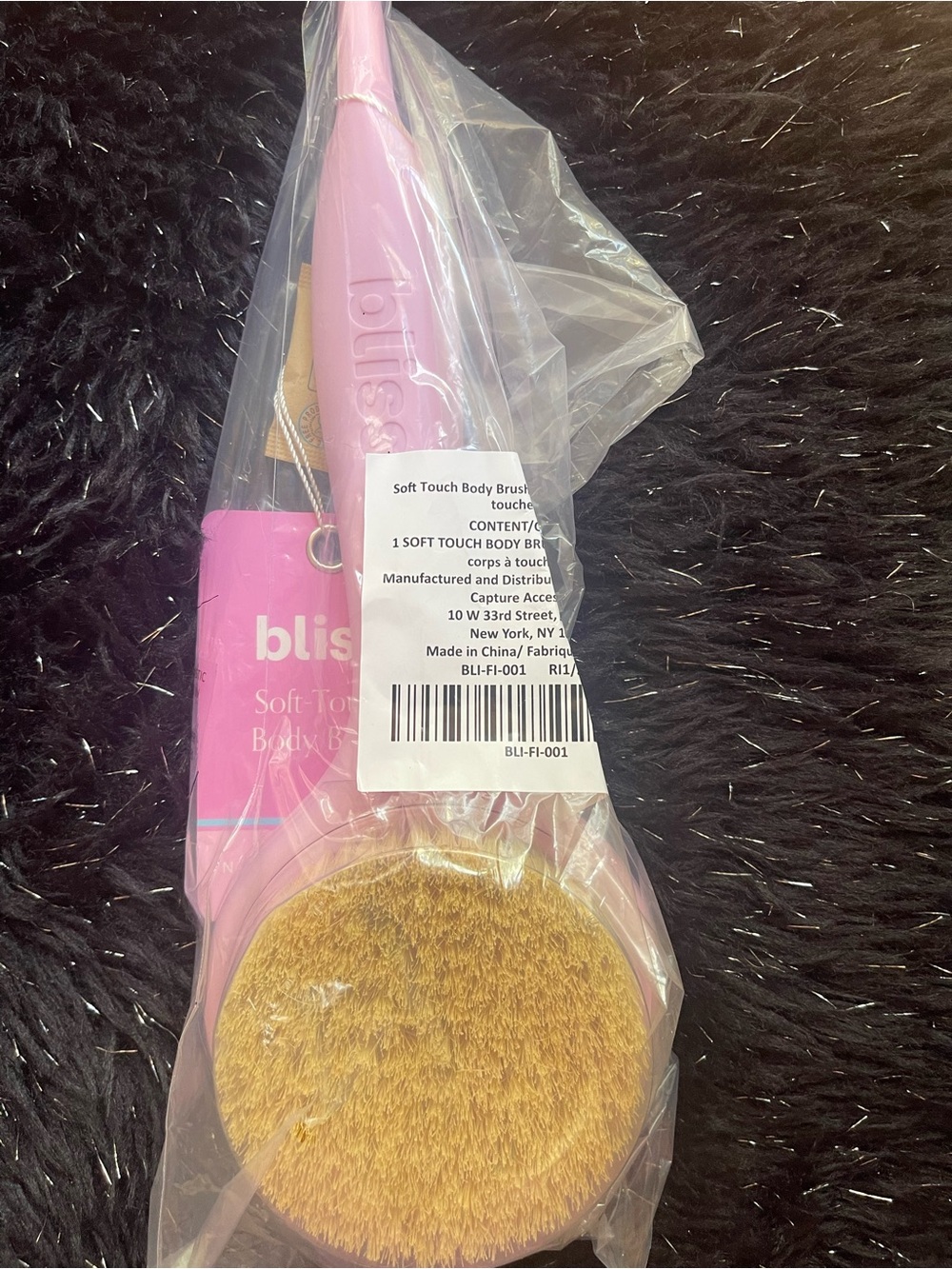Bliss Soft Touch Body Brush in Pink and Natural Bristle